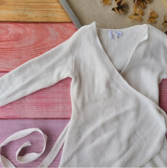 Princess Polly Phenix White True Wrap Chunky Knit Mini Sweater Dress M/L - Picture 3 of 7